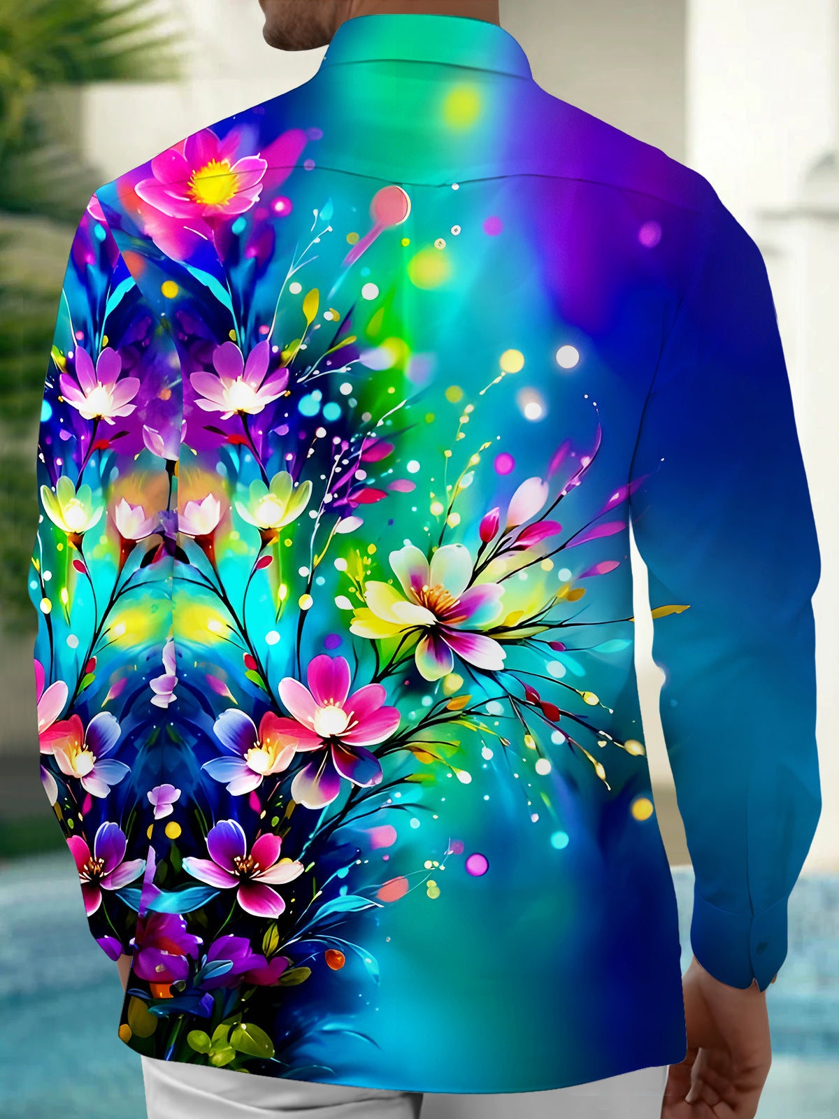 Floral Men's Pocket Long Sleeve Shirts