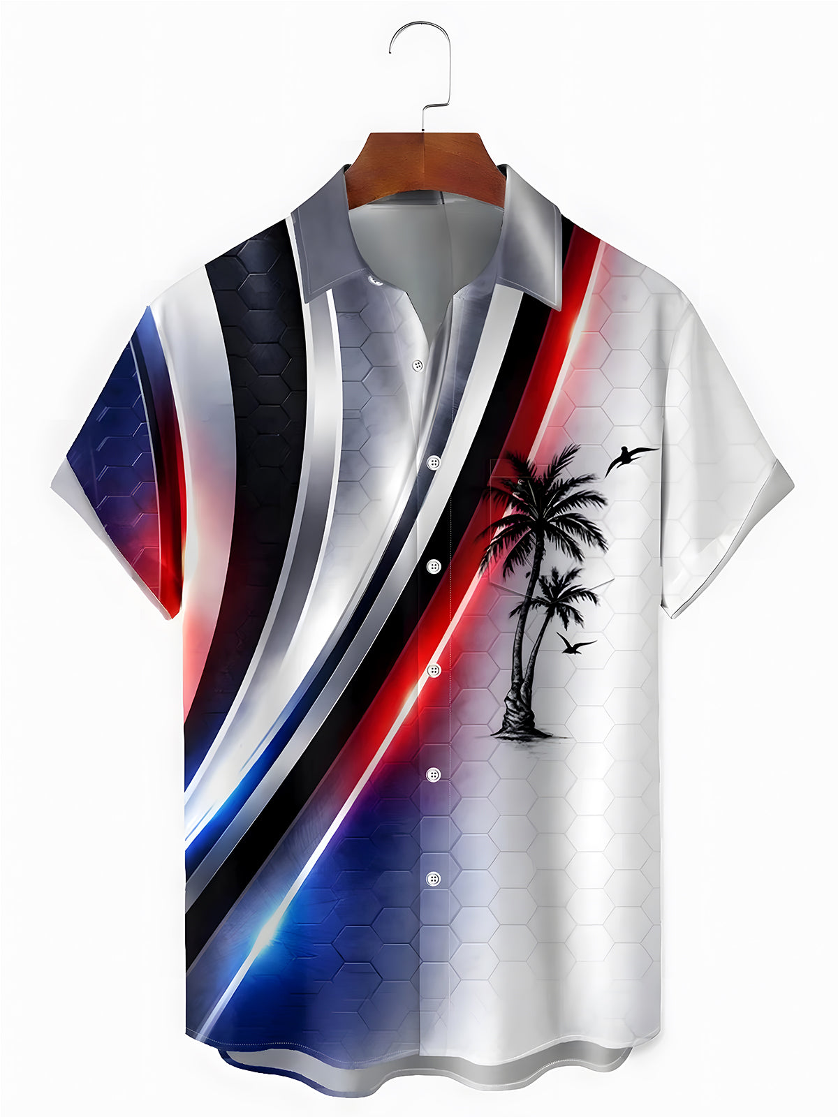 Hawaiian Coconut Tree Men's Pocket Short Sleeve Shirts