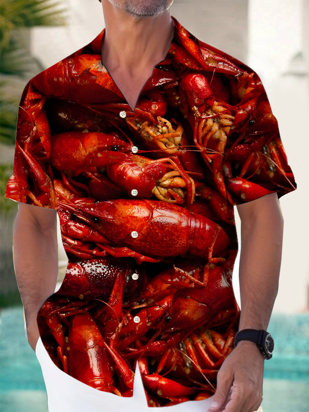 Colorful Print Men's Pocket Short Sleeve Shirts