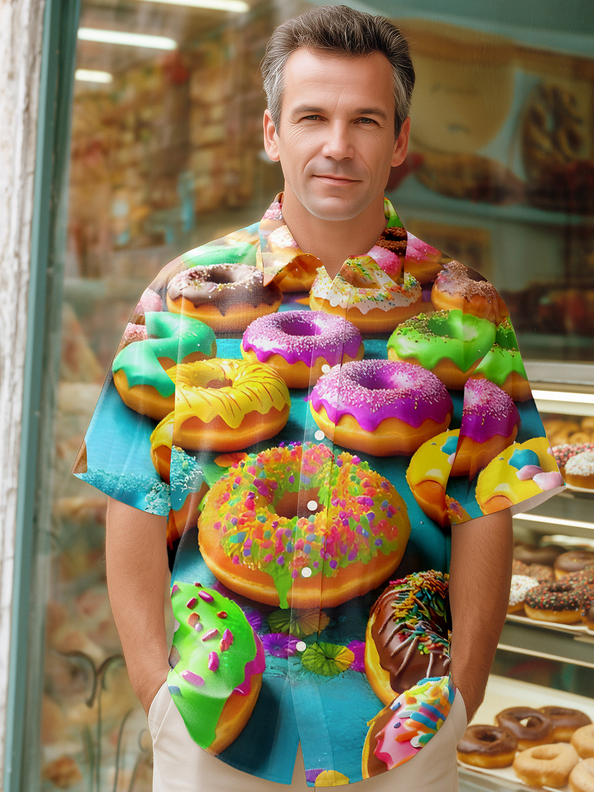 Donut Men's Pocket Short Sleeve Shirts