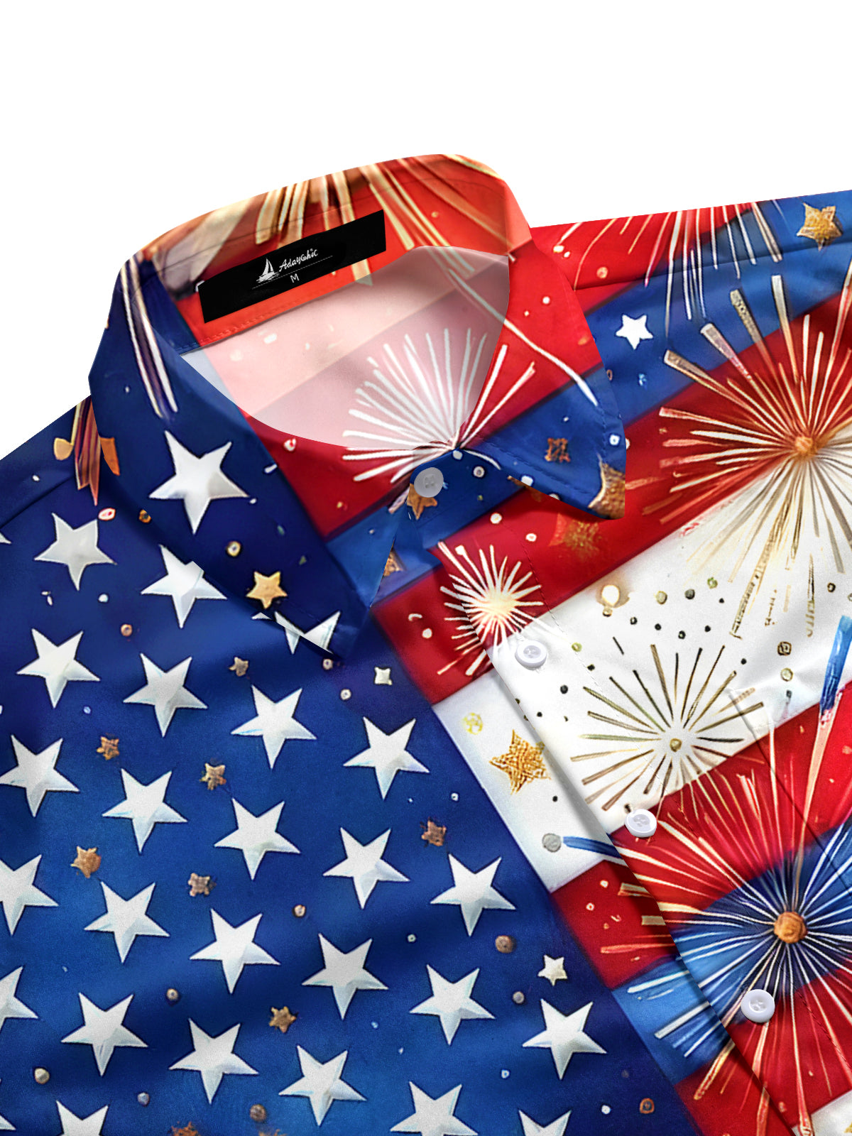 American Flag Fireworks Men's Pocket Short Sleeve Shirts