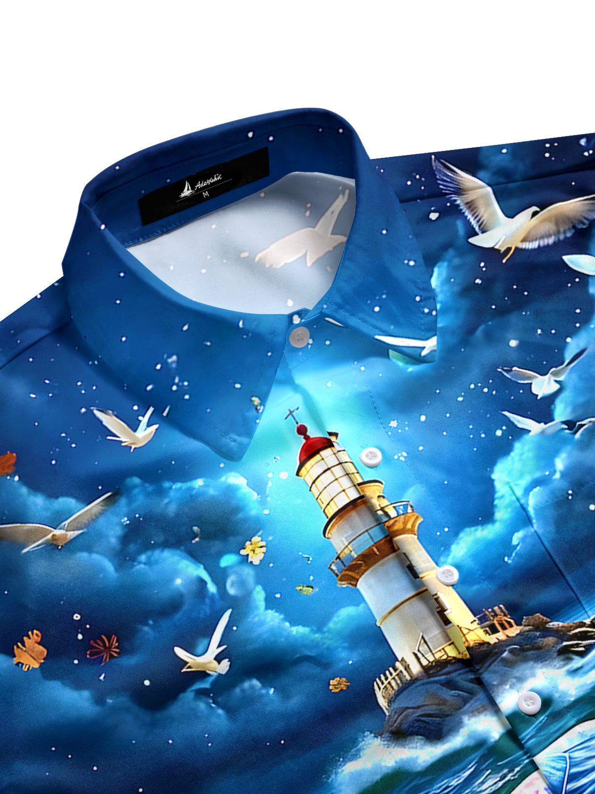 Hawaiian Lighthouse Turtle Men's Pocket Short Sleeve Shirts