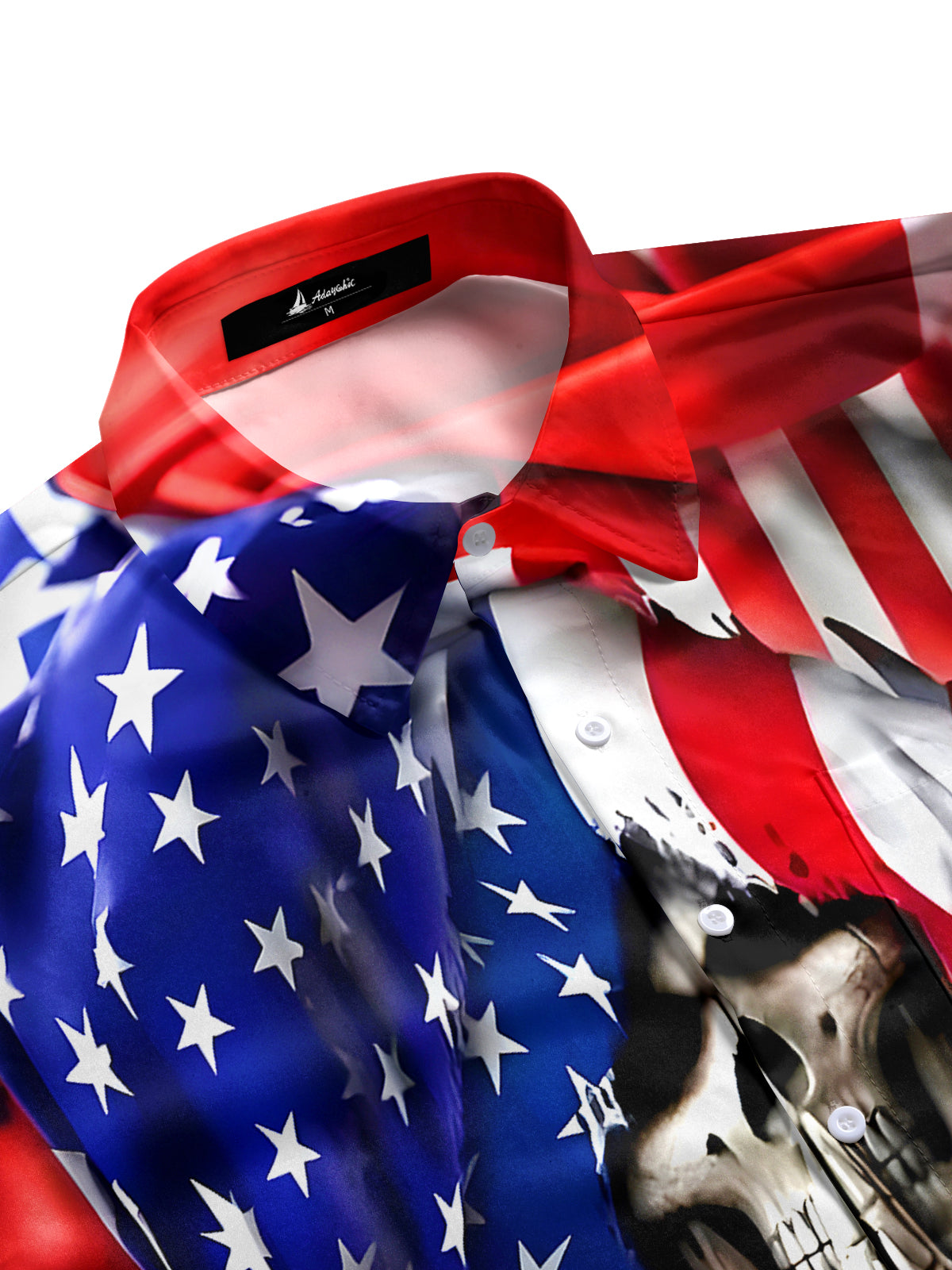 American Flag Skull Men's Pocket Short Sleeve Shirts