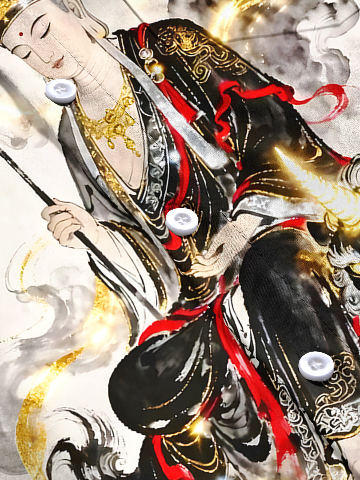 Religion Buddhism Kṣitigarbha Bodhisattva Lotus Men's Pocket Short Sleeve Shirts