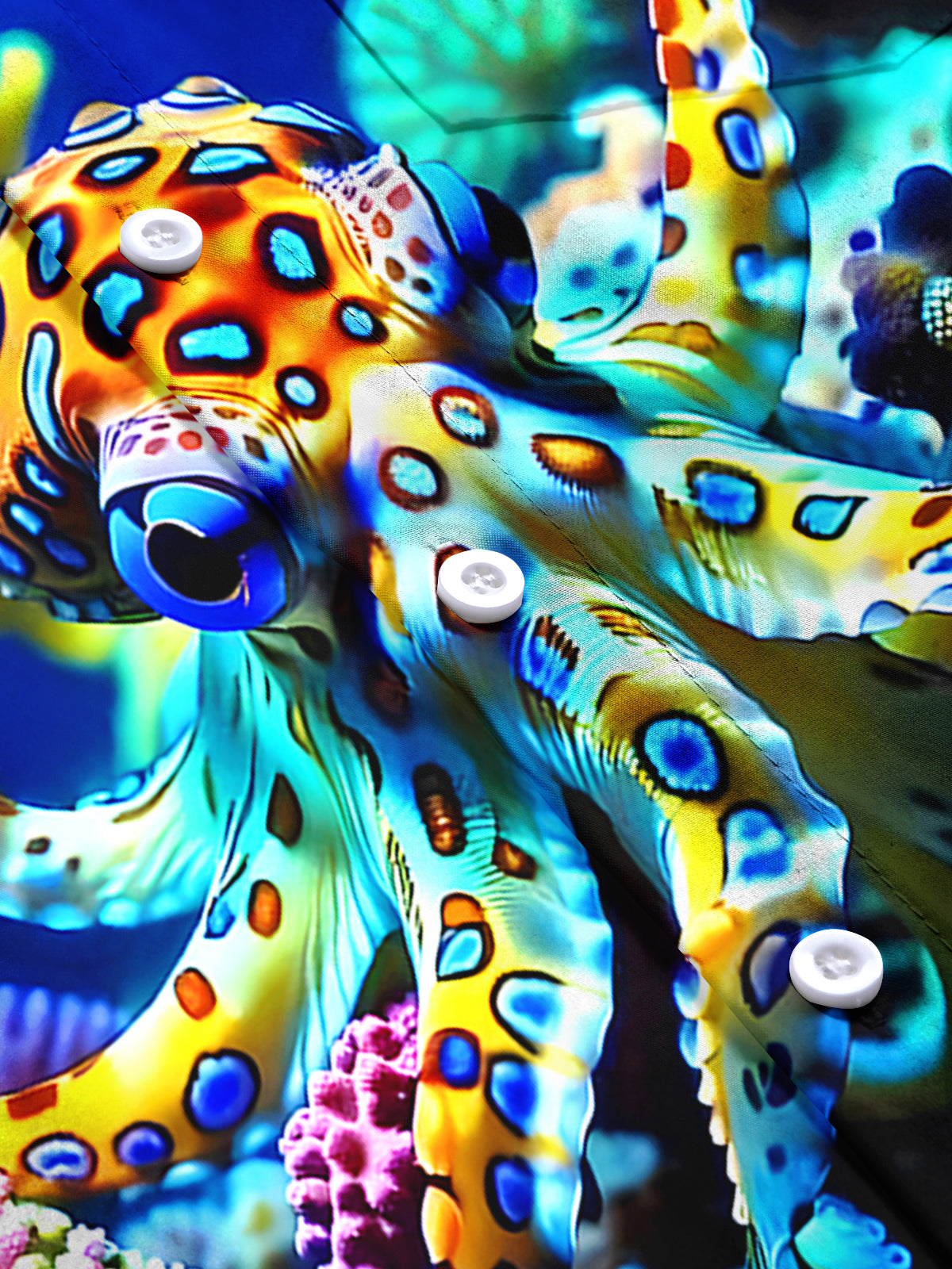 Hawaiian Octopus Men's Pocket Short Sleeve Shirts