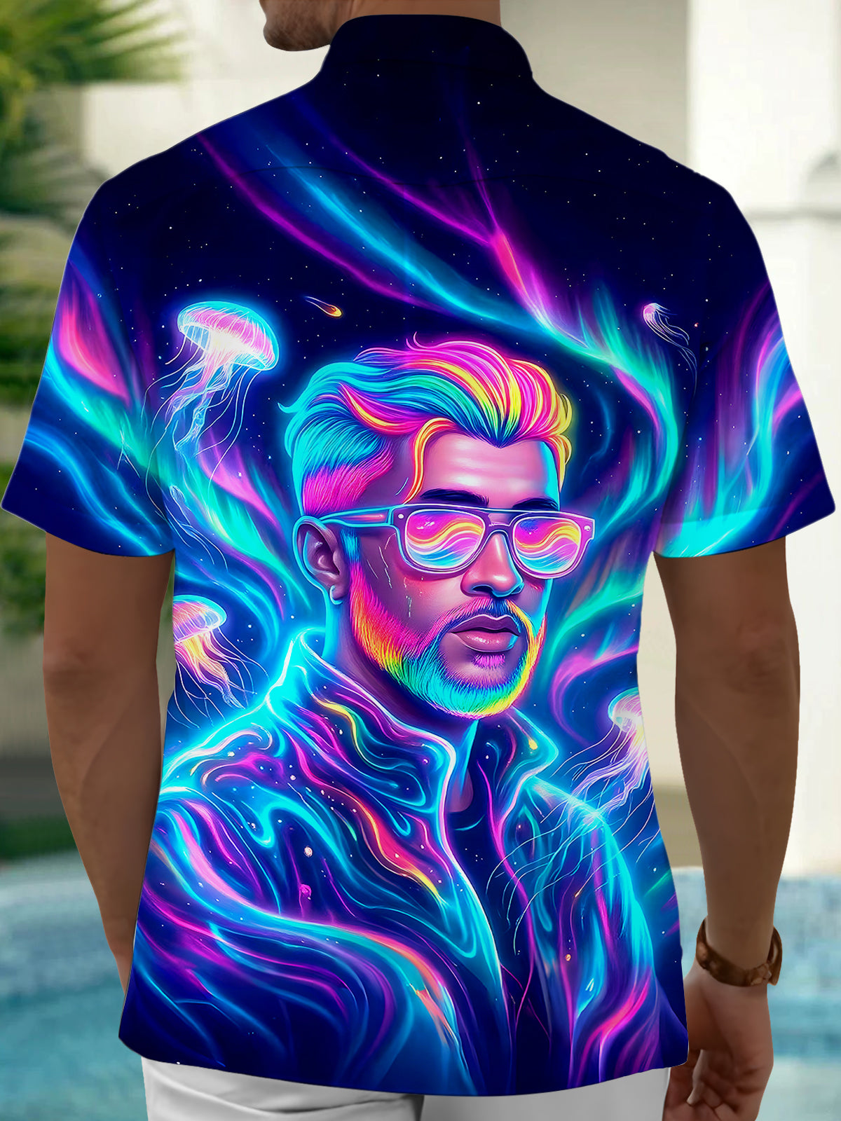 Hawaiian Jellyfish Men's Pocket Short Sleeve Shirts