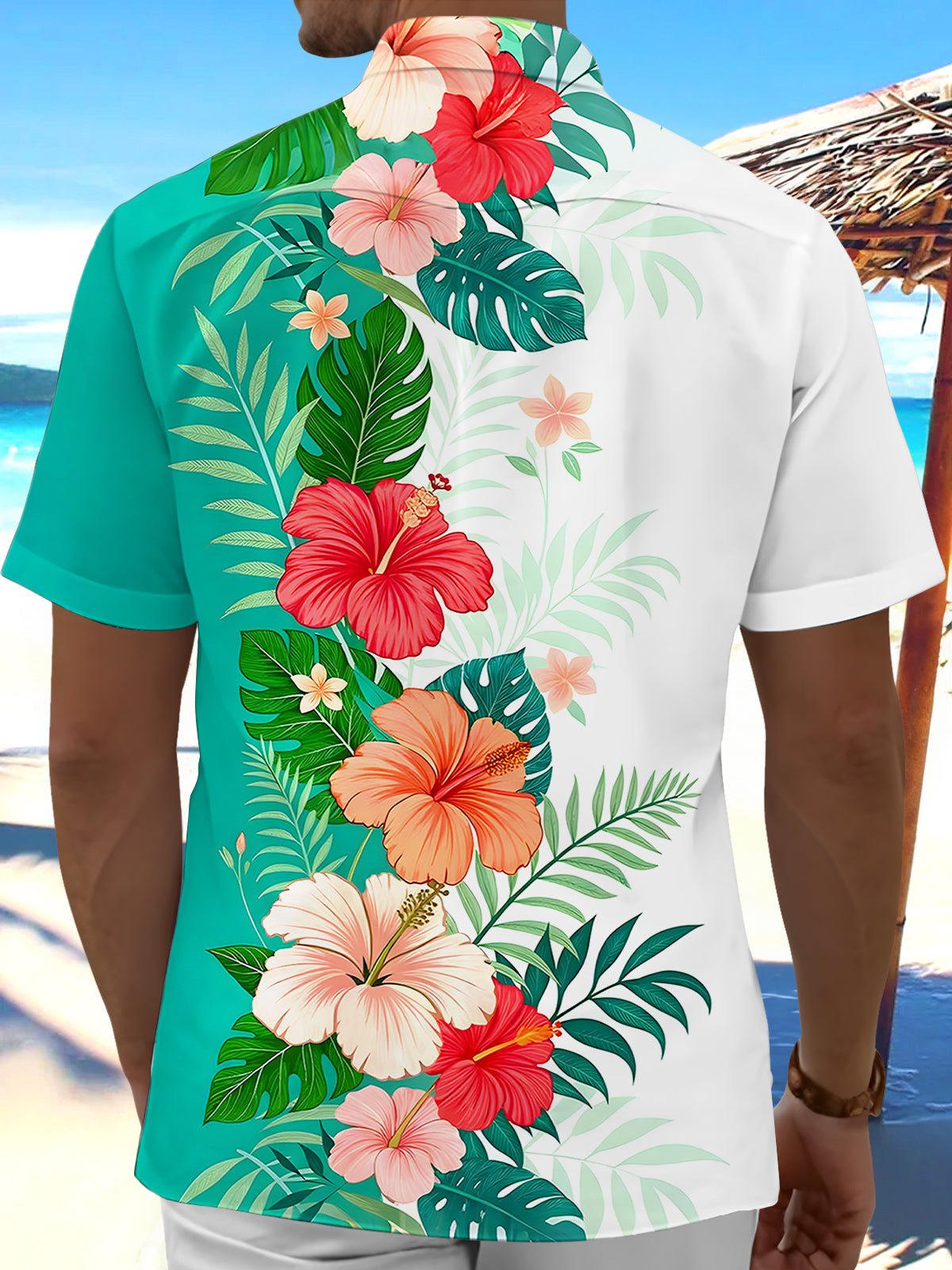 Hawaiian Floral Men's Pocket Short Sleeve Shirts