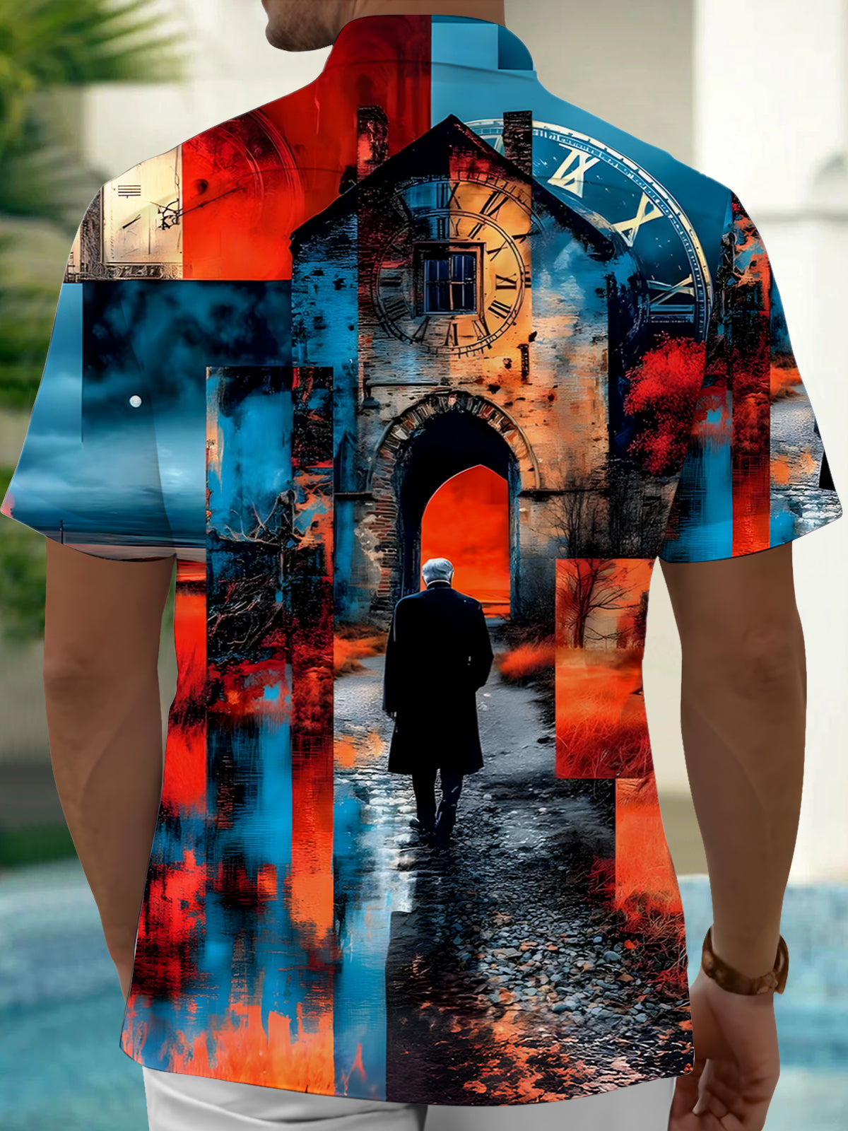 Forest Clock Men's Pocket Short Sleeve Shirts