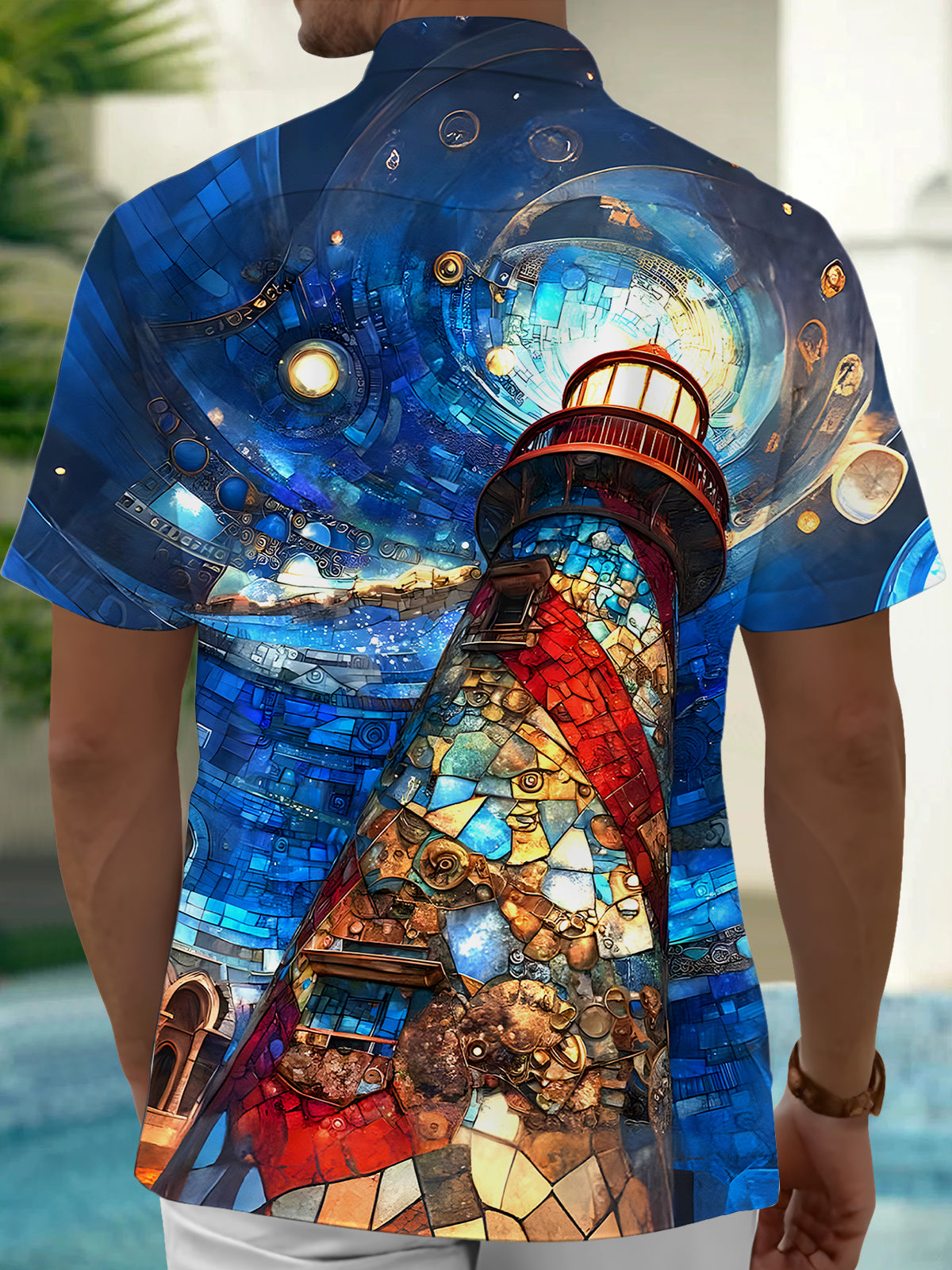 Hawaiian Lighthouse Men's Pocket Short Sleeve Shirts