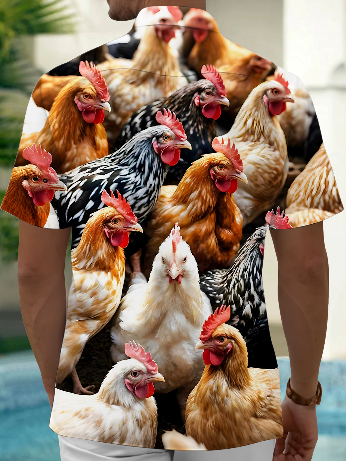 Chicken Men's Pocket Short Sleeve Shirts