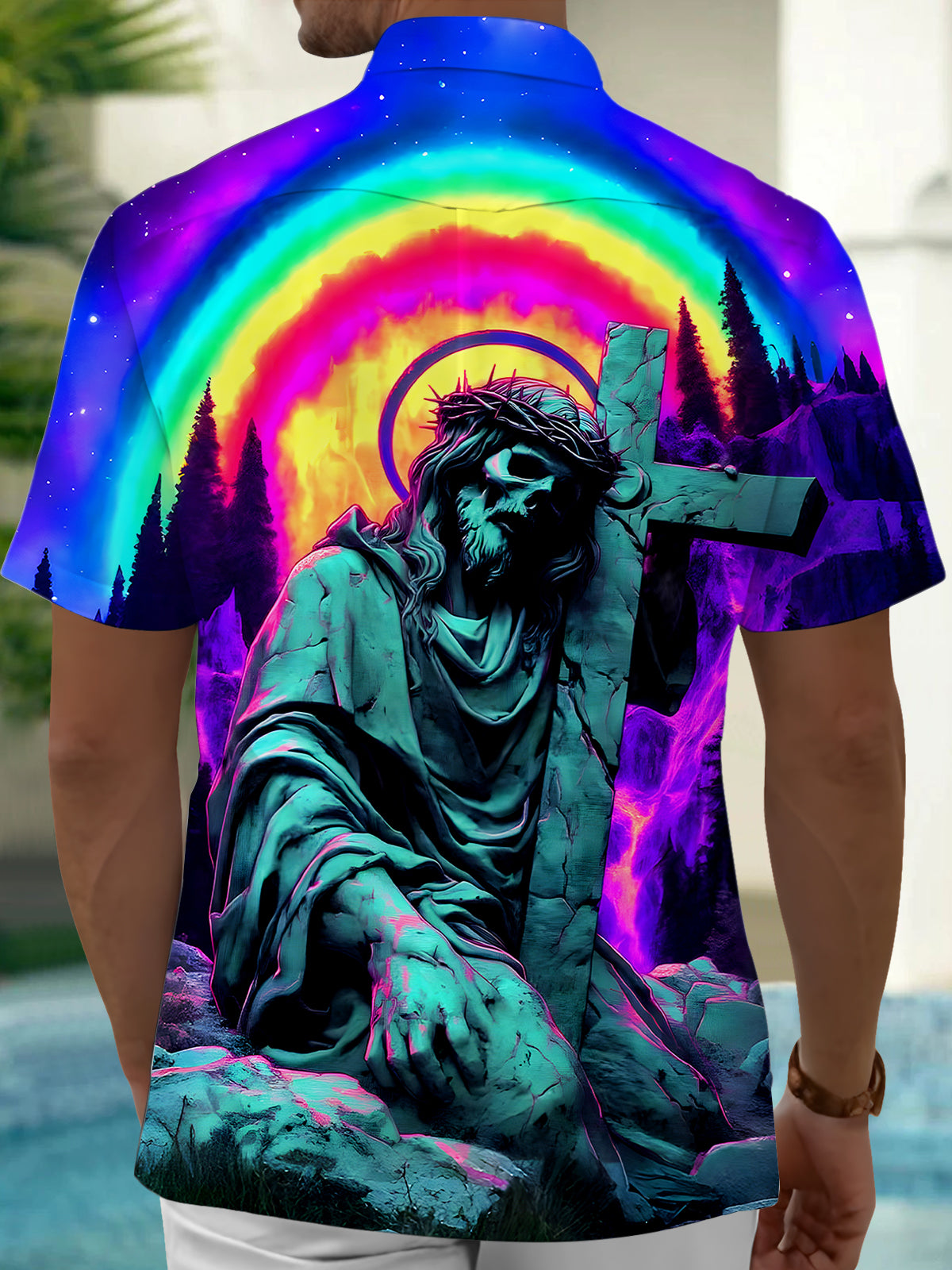 Skull Cross Men's Pocket Short Sleeve Shirts