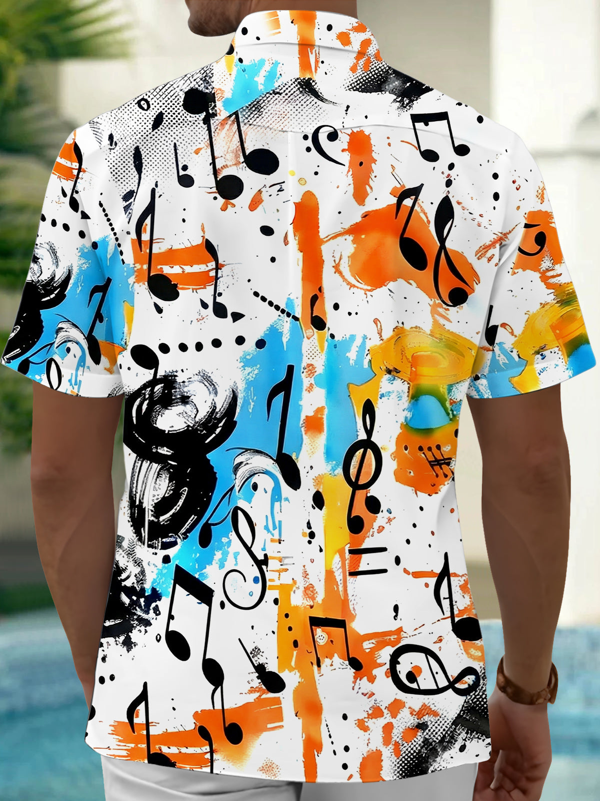 Musical Note Men's Pocket Short Sleeve Shirts
