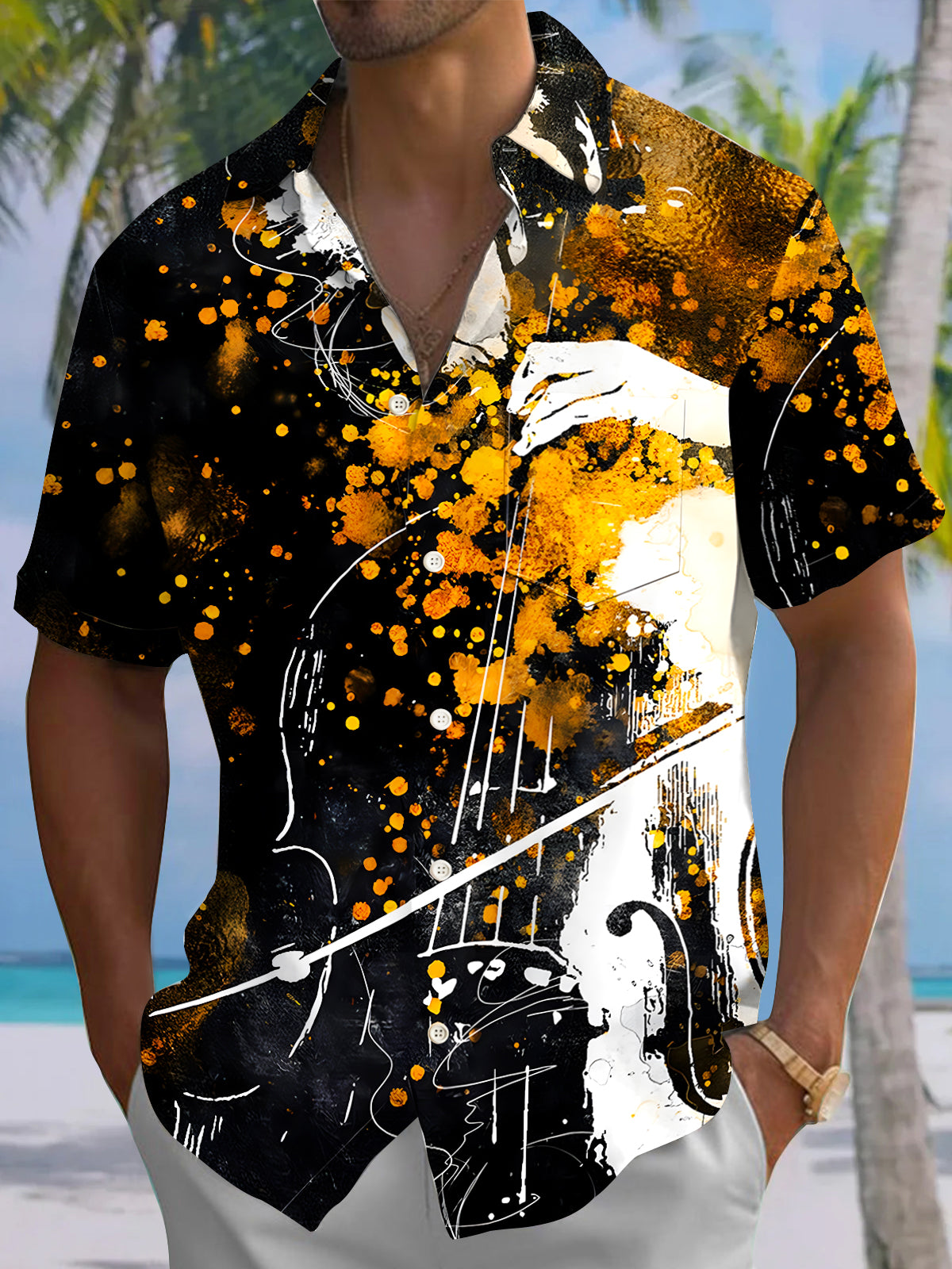 Violin Men's Pocket Short Sleeve Shirts