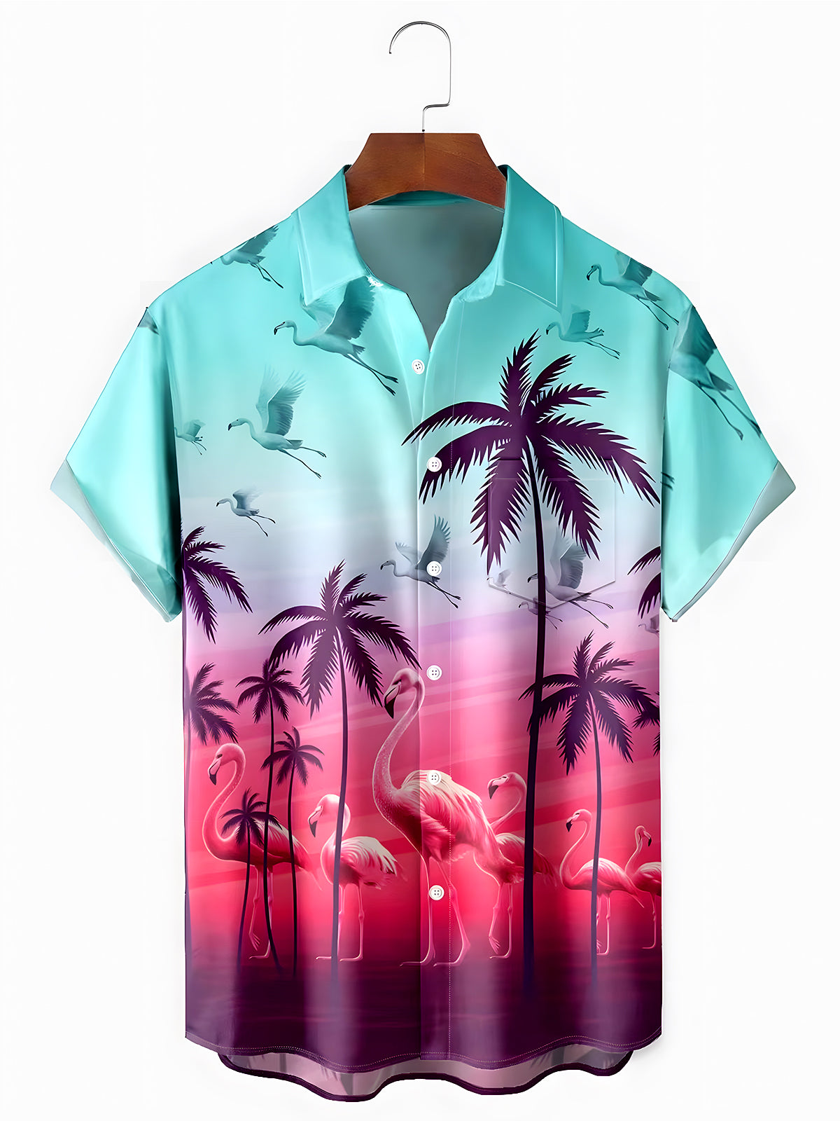 Hawaiian Flamingo Men's Pocket Short Sleeve Shirts