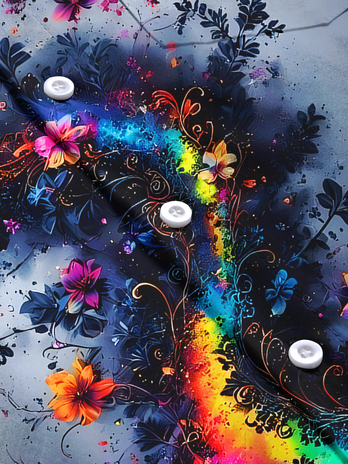 Floral Men's Pocket Long Sleeve Shirts