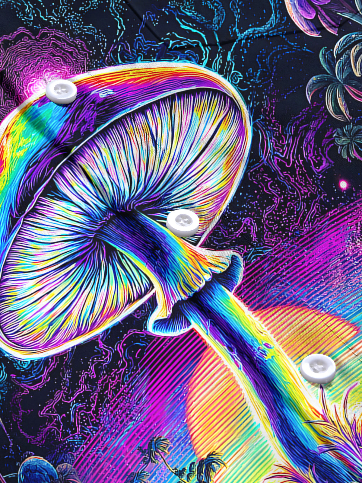 Mushroom Coconut Tree Men's Pocket Short Sleeve Shirts