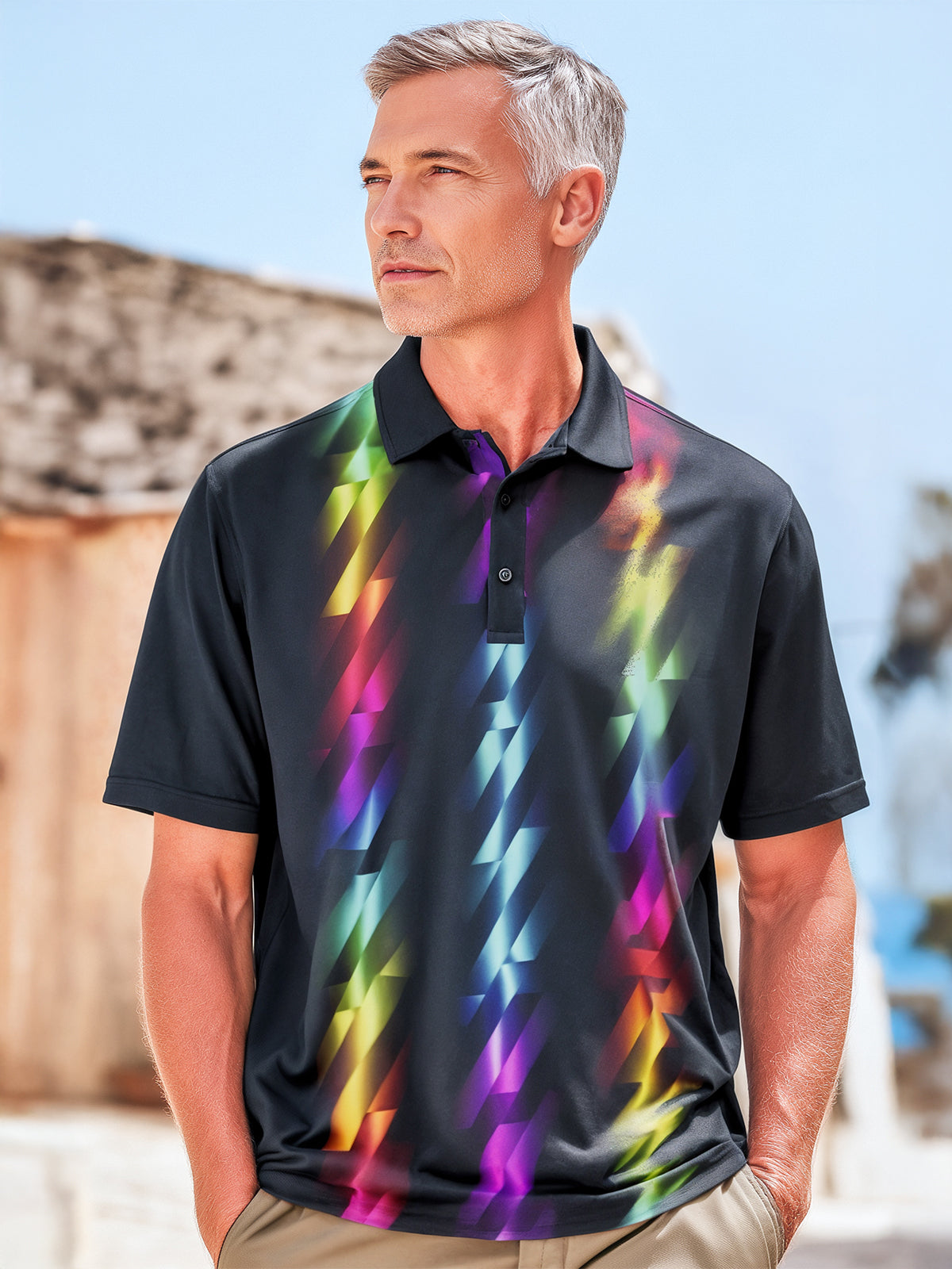Tie Dye Men's Short Sleeve Button Polo Shirt