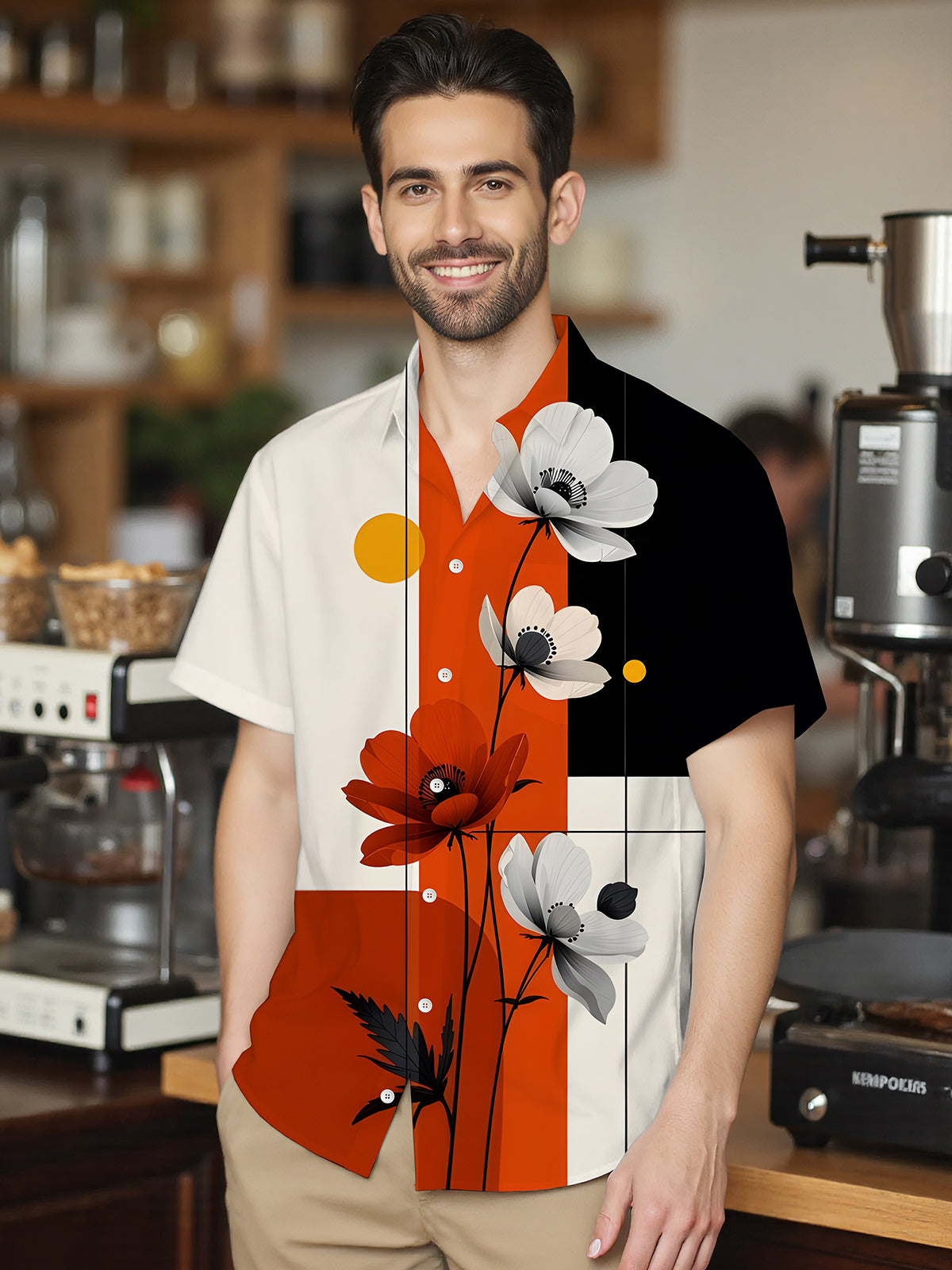 Floral Men's Pocket Short Sleeve Shirts