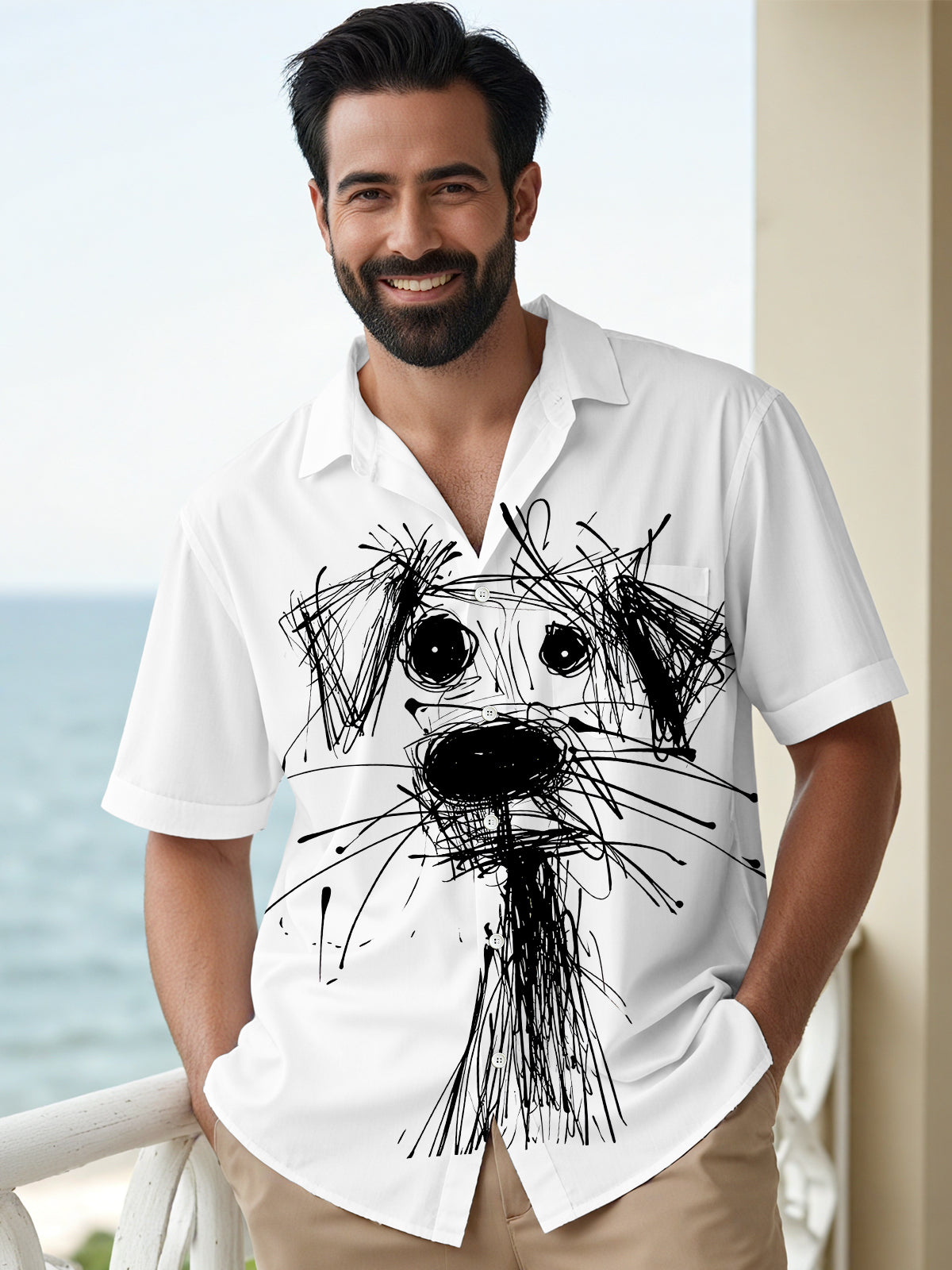 Dog Men's Pocket Short Sleeve Shirts