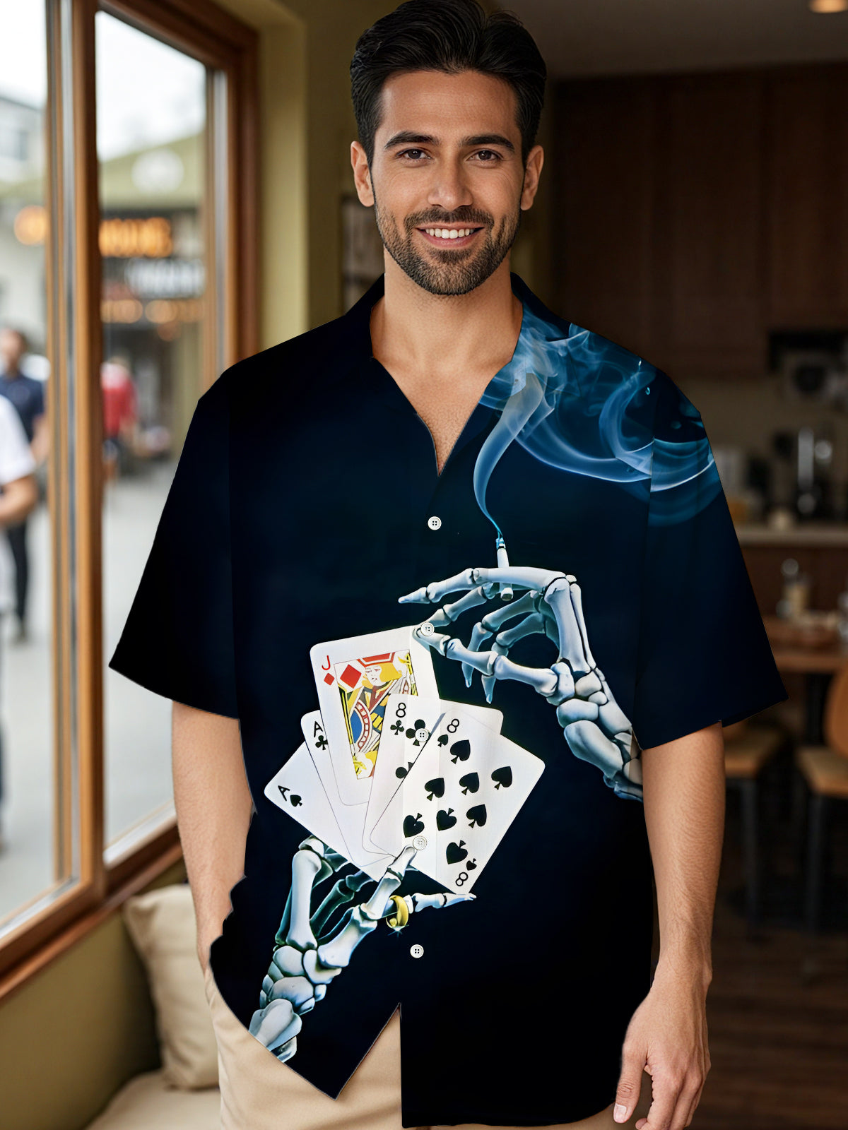 Poker Men's Pocket Short Sleeve Shirts