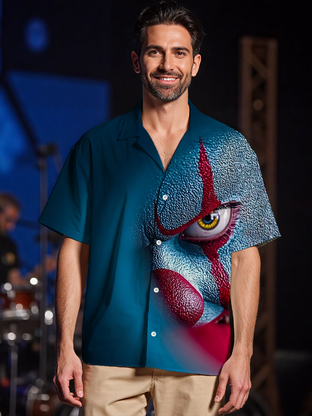 Joker Print Men's Pocket Short Sleeve Shirts