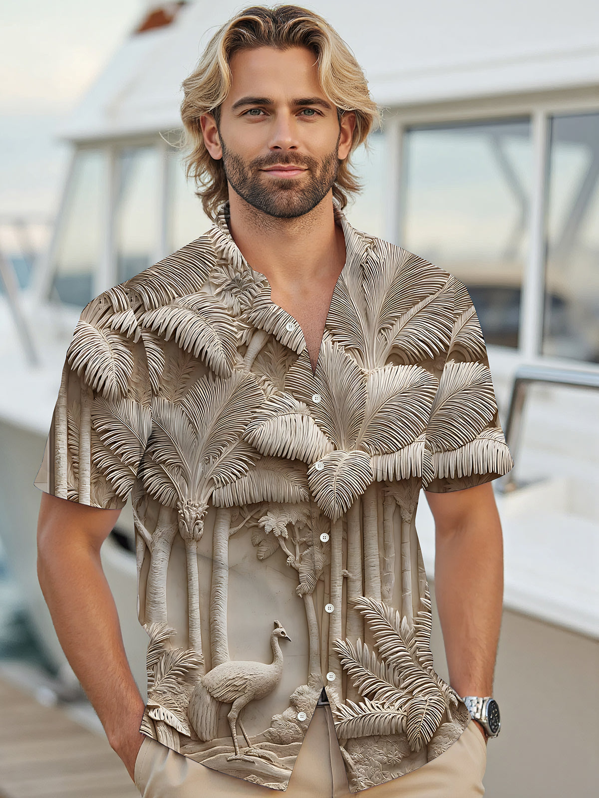 Art Print Men's Pocket Short Sleeve Shirts