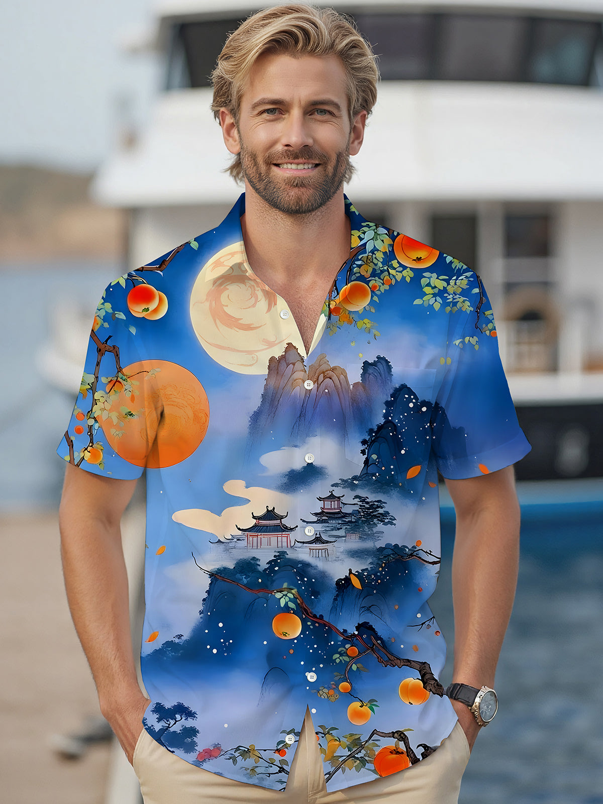 Mountains Tree Men's Pocket Short Sleeve Shirts