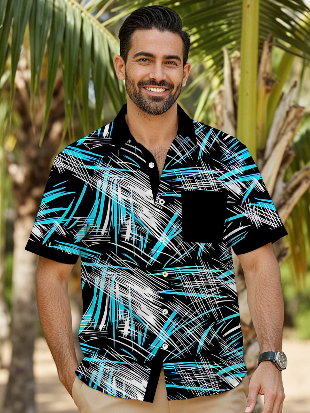 Geometry Men's Pocket Short Sleeve Shirts