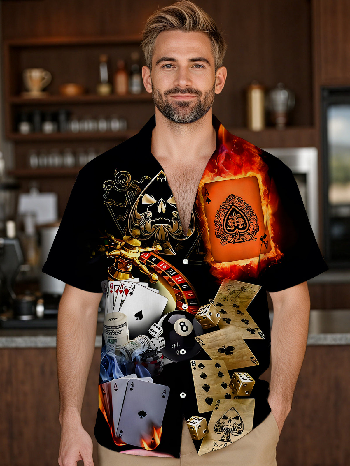 Poker Dice Men's Pocket Short Sleeve Shirts