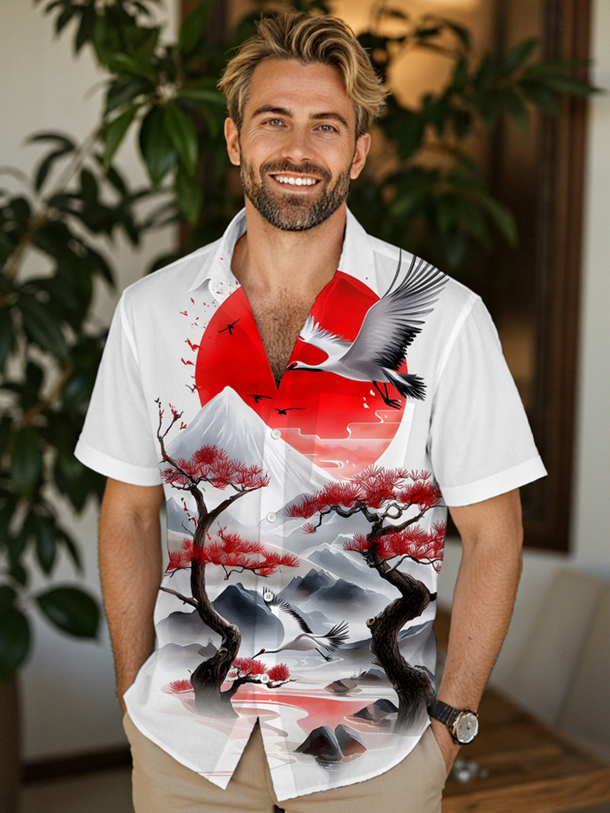 Mountain Egret Men's Pocket Short Sleeve Shirts