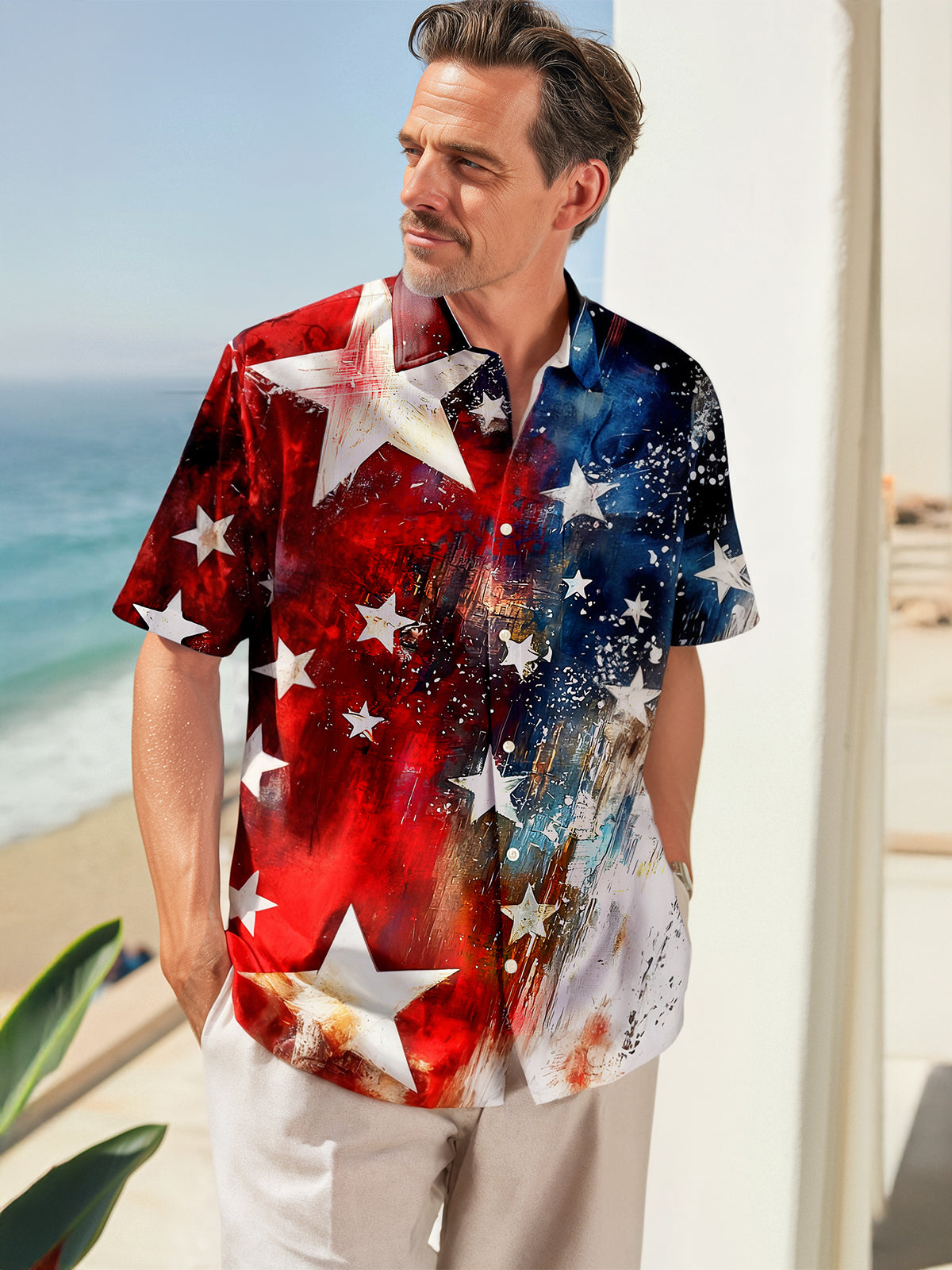 Independence Day Men's Pocket Short Sleeve Shirts
