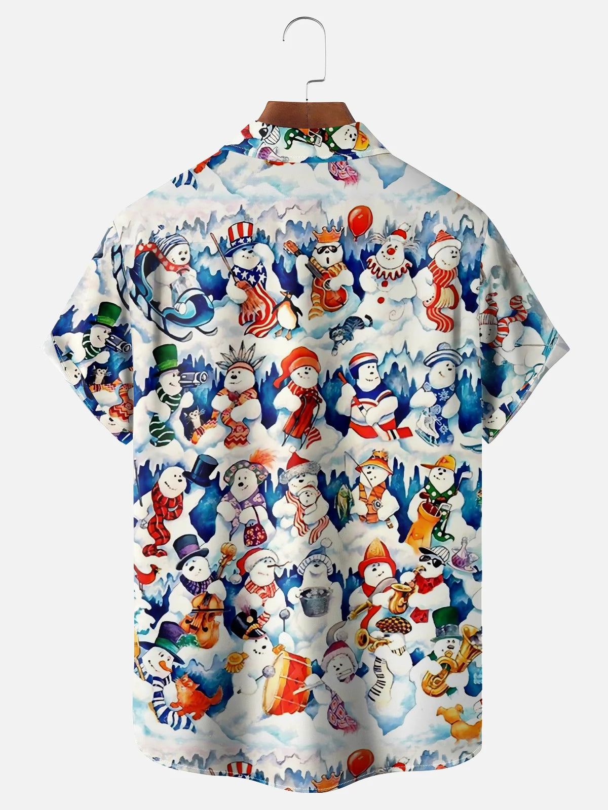 Merry Christmas Snowman Men's Pocket Short Sleeve Shirts