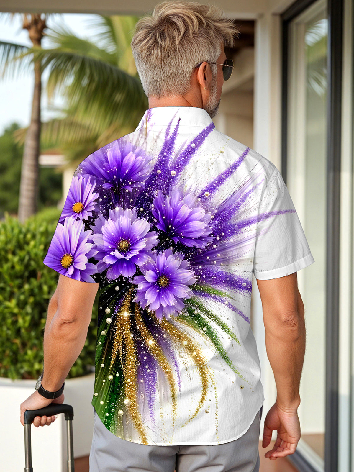 Floral Men's Pocket Short Sleeve Shirts