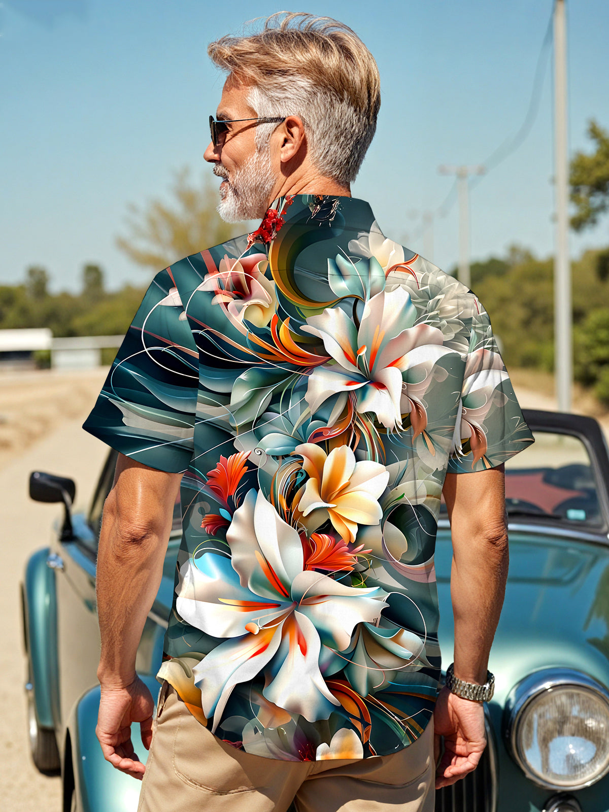 Floral Men's Pocket Short Sleeve Shirts