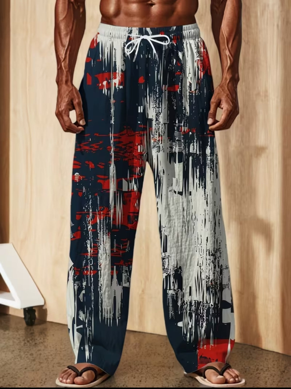 Casual Retro Tie Dye Print Men's Casual Elastic Waist Pants