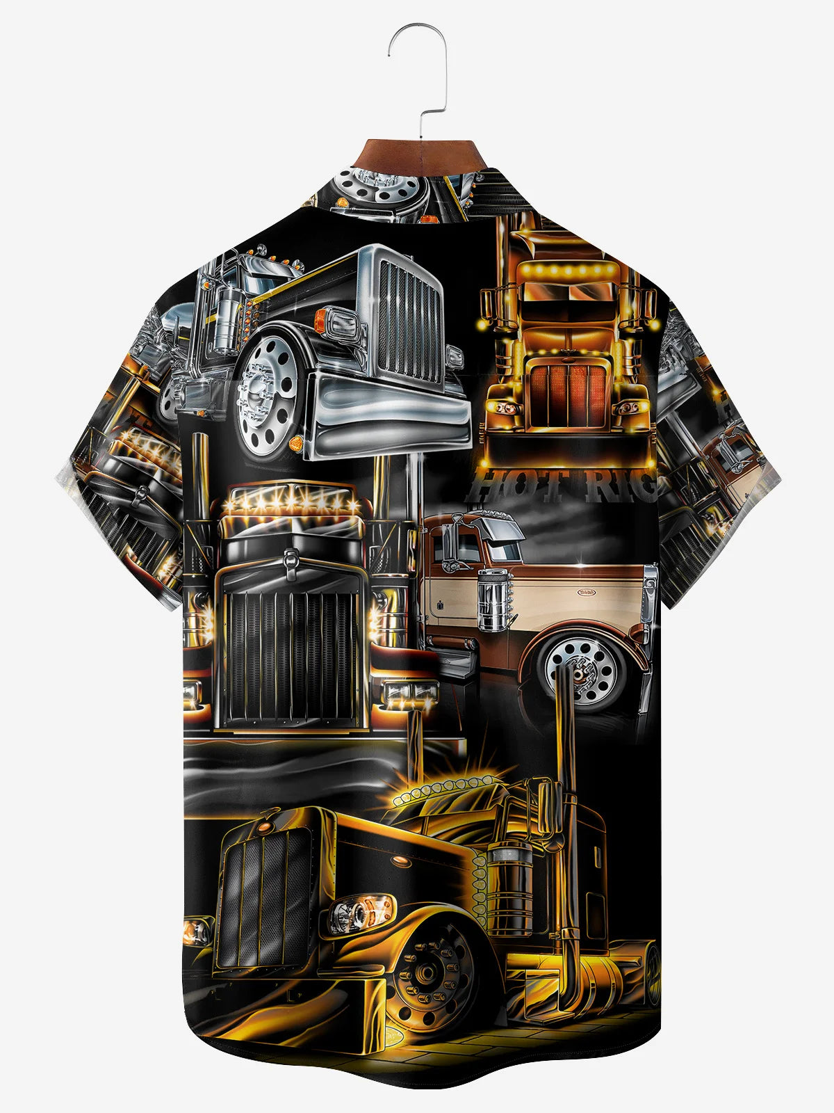 Truck Print Men's Pocket Short Sleeve Shirts