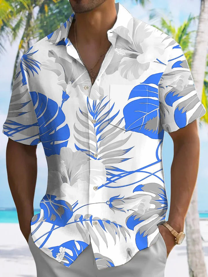 Plant Leaves Men's Pocket Short Sleeve Shirts
