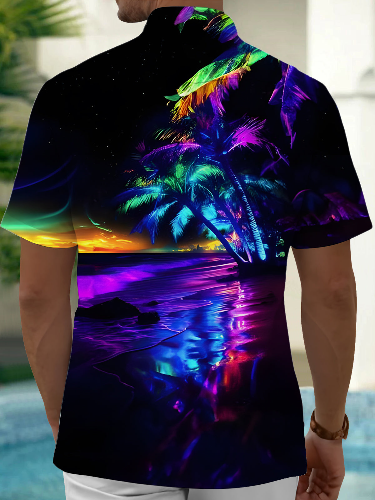 Coconut Tree Men's Pocket Short Sleeve Shirts