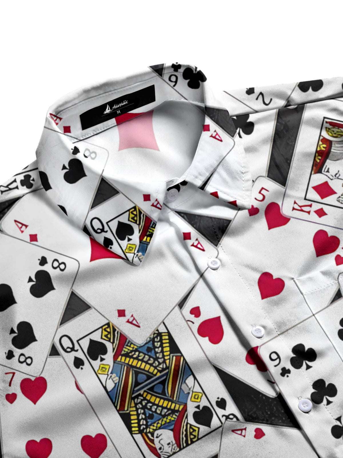 Poker Print Men's Pocket Short Sleeve Shirts