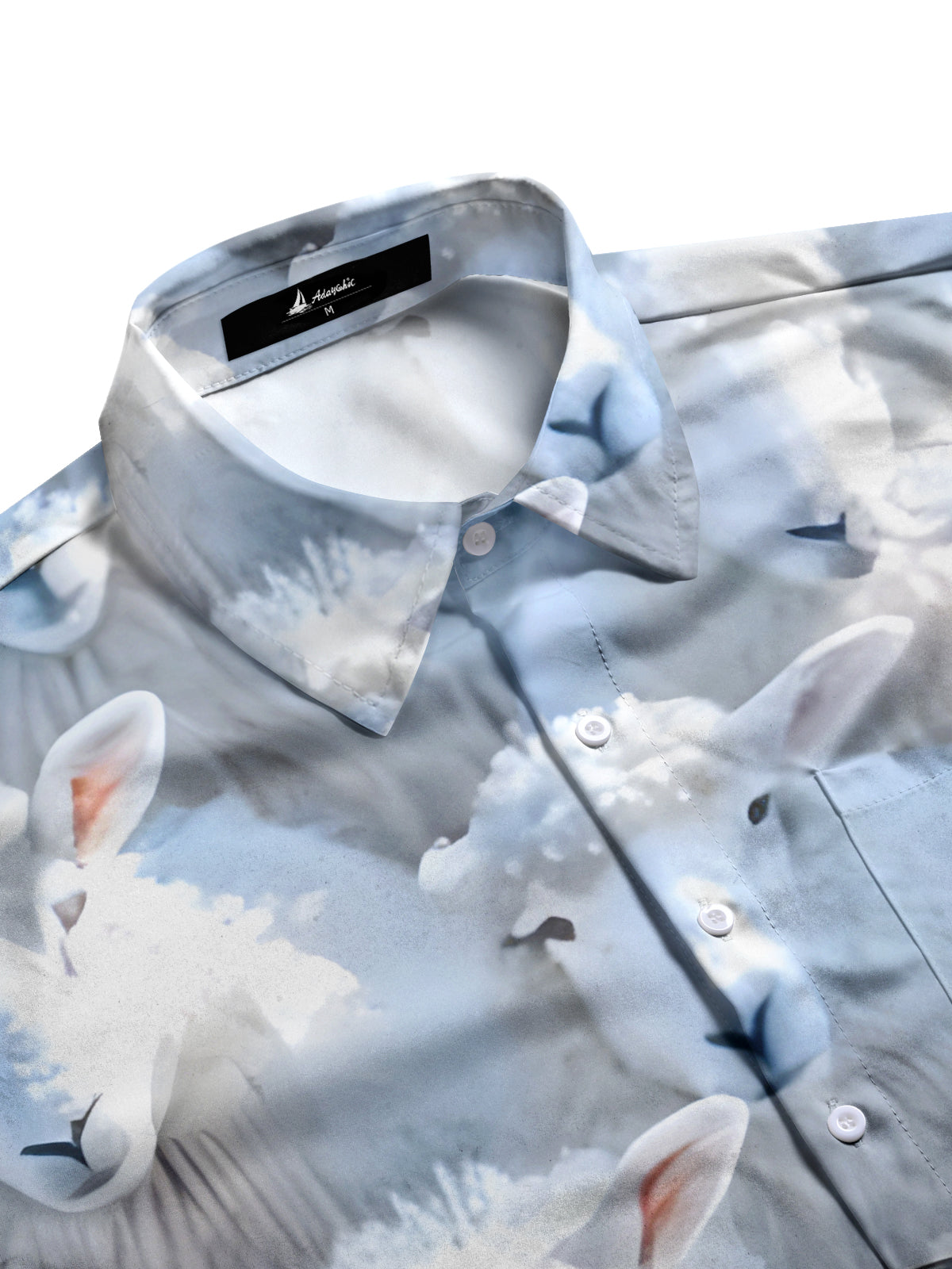 Sheep Print Men's Pocket Short Sleeve Shirts