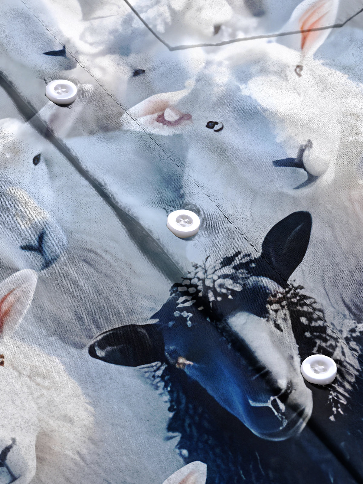 Sheep Print Men's Pocket Short Sleeve Shirts