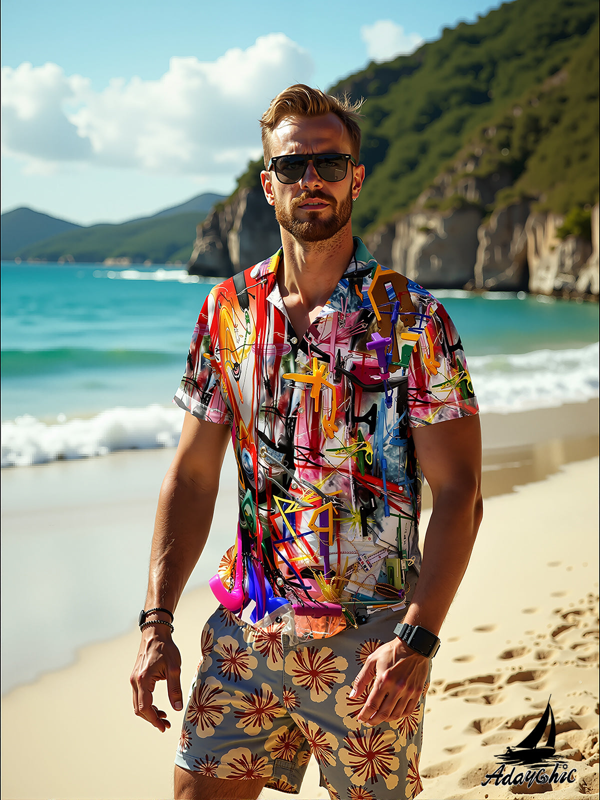 Tie Dye Men's Pocket Short Sleeve Shirts