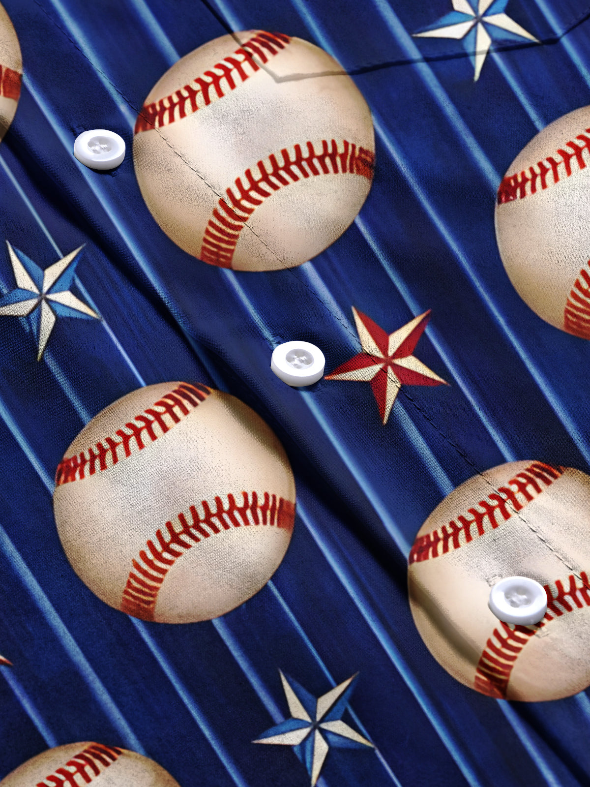 Baseball Print Men's Pocket Short Sleeve Shirts