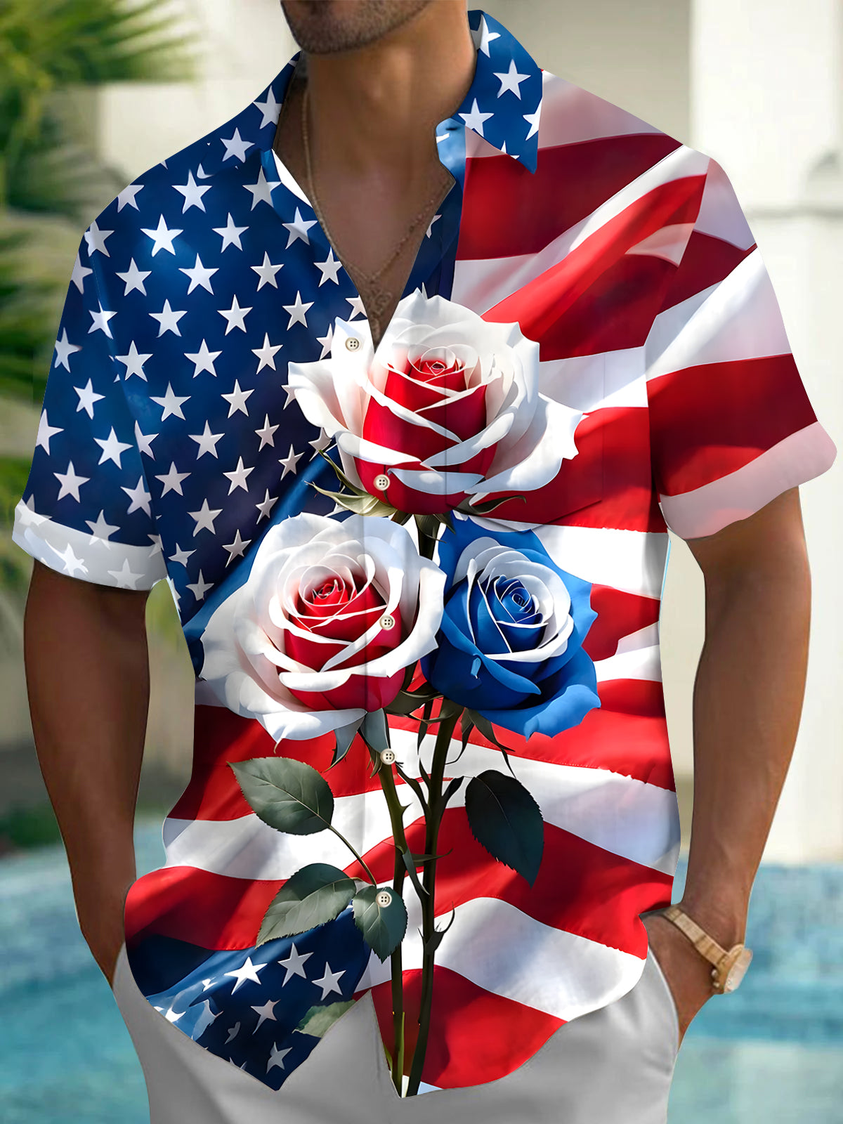 Independence Day Men's Pocket Short Sleeve Shirts