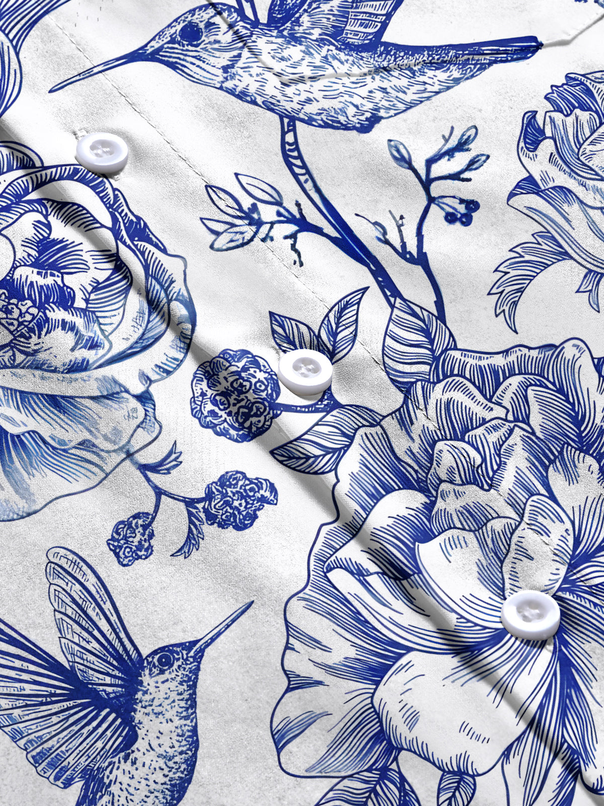 Bird Floral Men's Pocket Short Sleeve Shirts