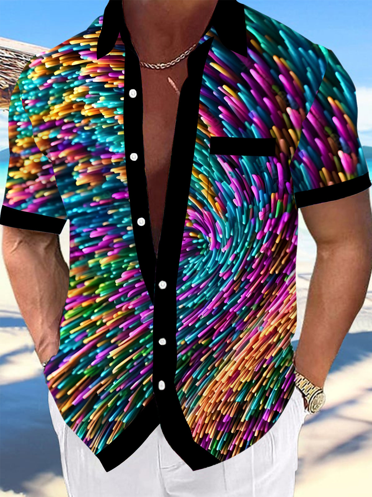 Tie Dye Men's Pocket Short Sleeve Shirts