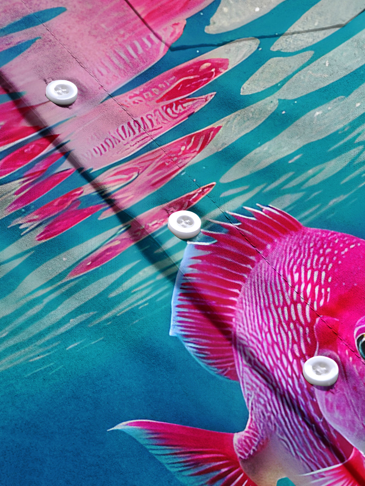 Ocean Fish Print Men's Pocket Short Sleeve Shirts