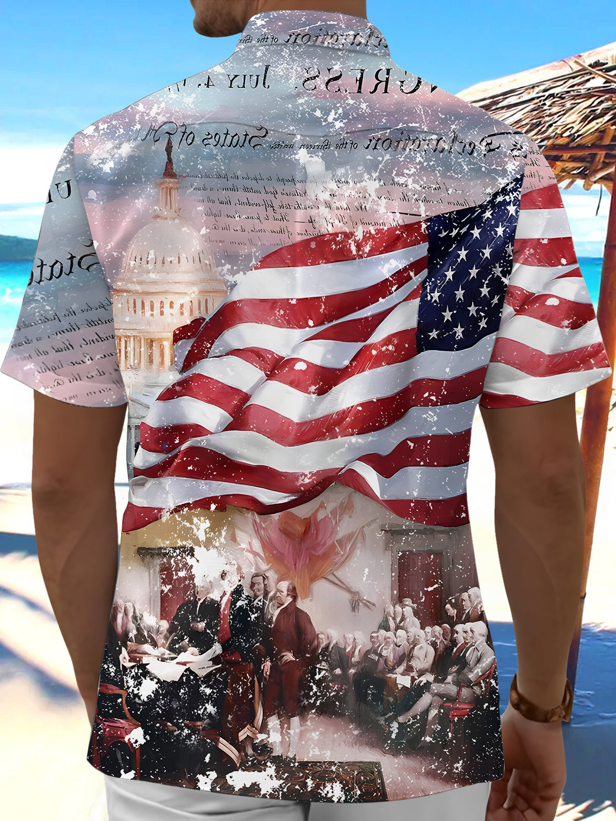 Independence Day Men's Pocket Short Sleeve Shirts