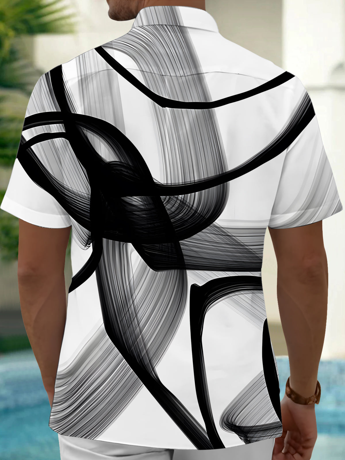 Abstract Men's Pocket Short Sleeve Shirts