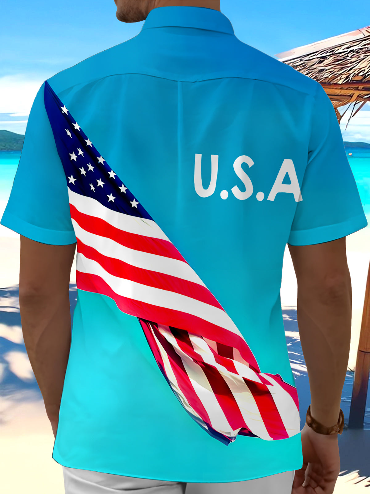 Independence Day Men's Pocket Short Sleeve Shirts